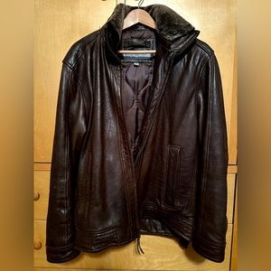 Brown leather jacket